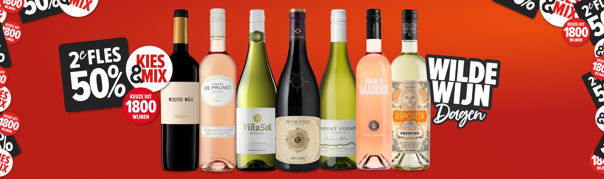 Wilde wijn dagen. meer dan 1800 wijnen tweede fles 50% korting! Kies & mix.